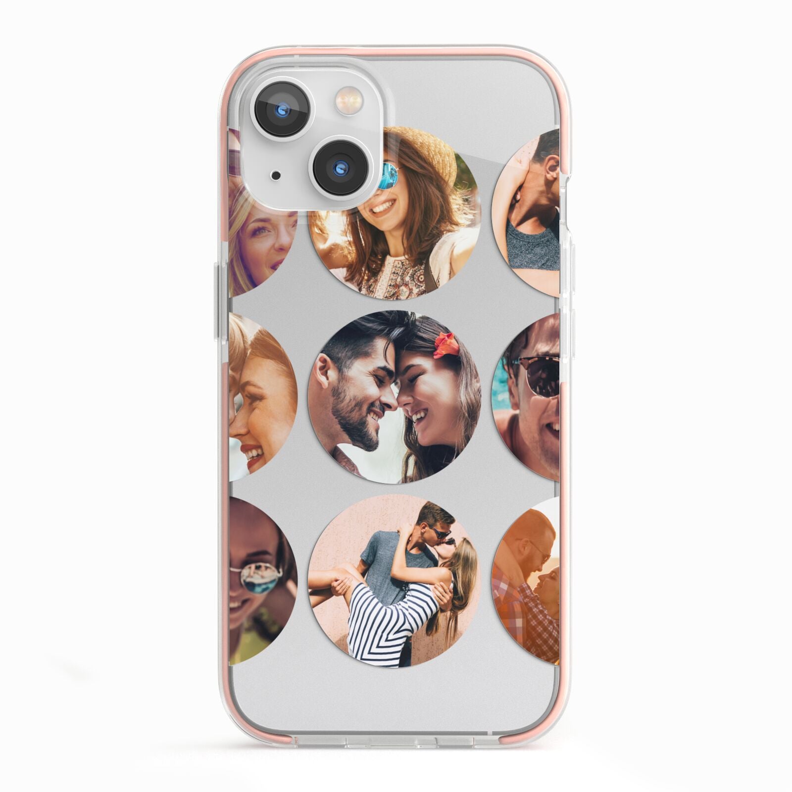 Circular Photo Montage Upload iPhone 13 TPU Impact Case with Pink Edges