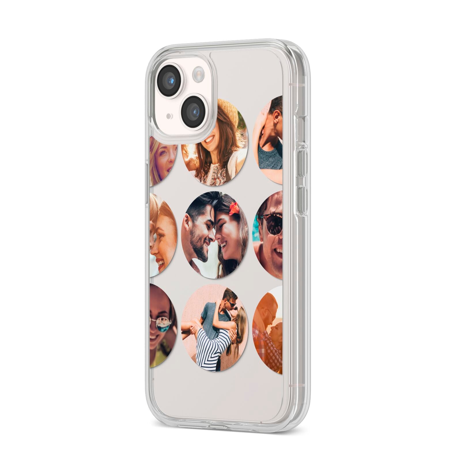 Circular Photo Montage Upload iPhone 14 Clear Tough Case Starlight Angled Image
