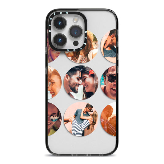 Circular Photo Montage Upload iPhone 14 Pro Max Black Impact Case on Silver phone