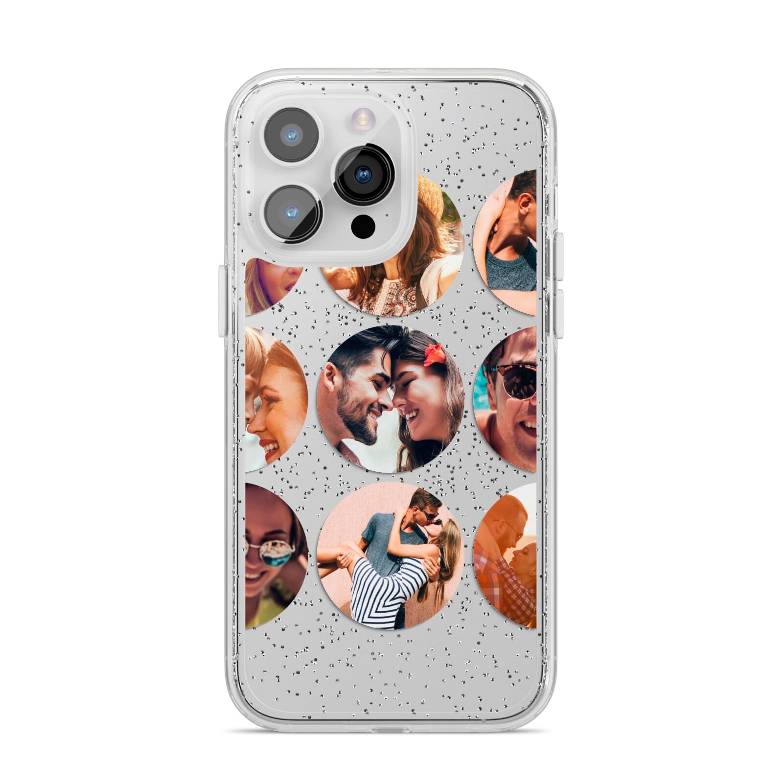 Circular Photo Montage Upload iPhone 14 Pro Max Glitter Tough Case Silver