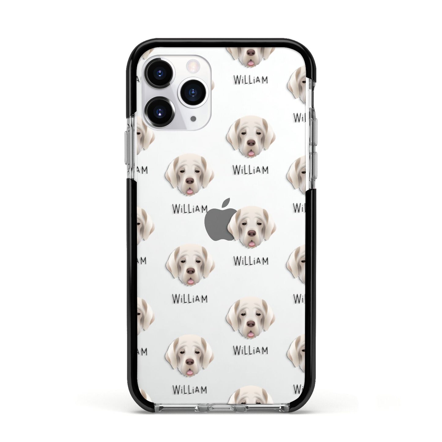 Cirneco Dell Etna Icon with Name Apple iPhone 11 Pro in Silver with Black Impact Case