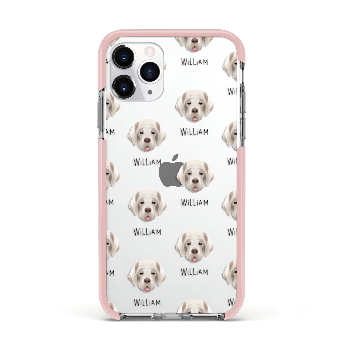 Cirneco Dell Etna Icon with Name Apple iPhone 11 Pro in Silver with Pink Impact Case