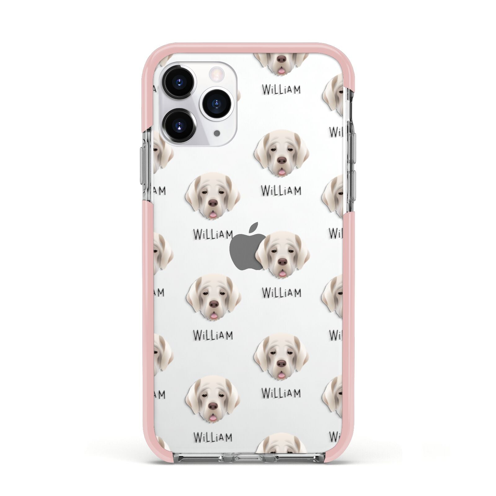 Cirneco Dell Etna Icon with Name Apple iPhone 11 Pro in Silver with Pink Impact Case