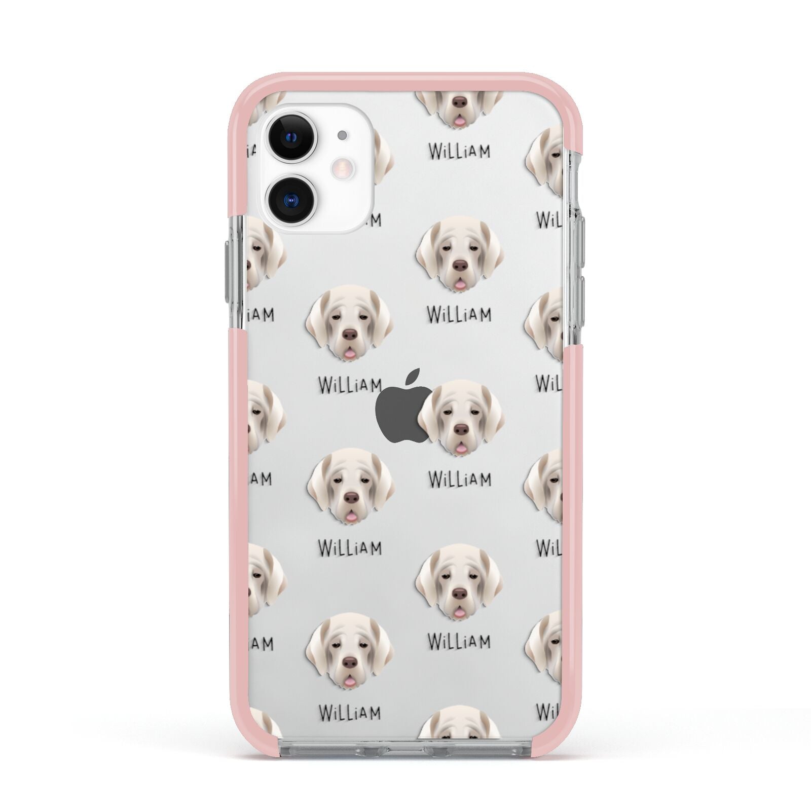 Cirneco Dell Etna Icon with Name Apple iPhone 11 in White with Pink Impact Case