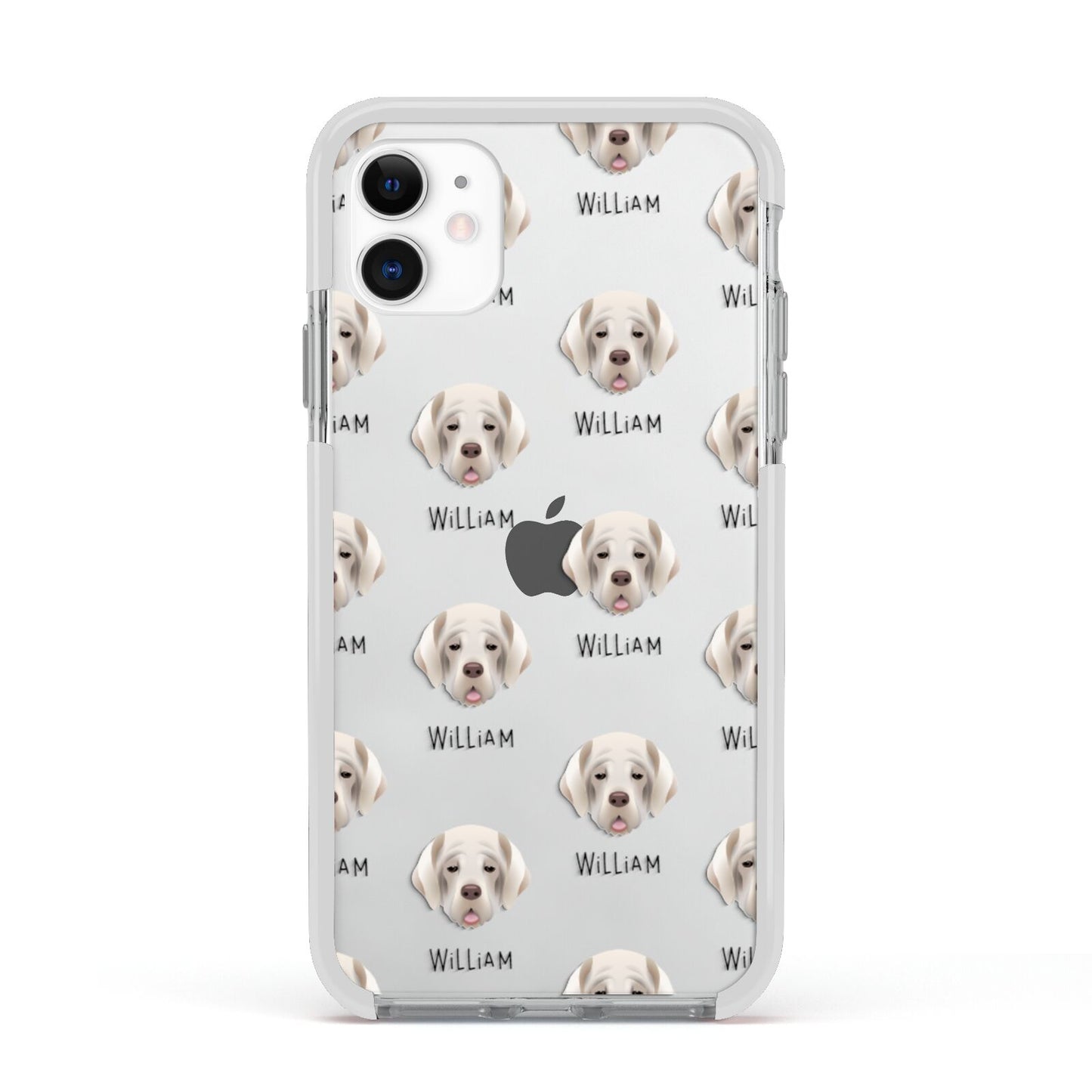 Cirneco Dell Etna Icon with Name Apple iPhone 11 in White with White Impact Case