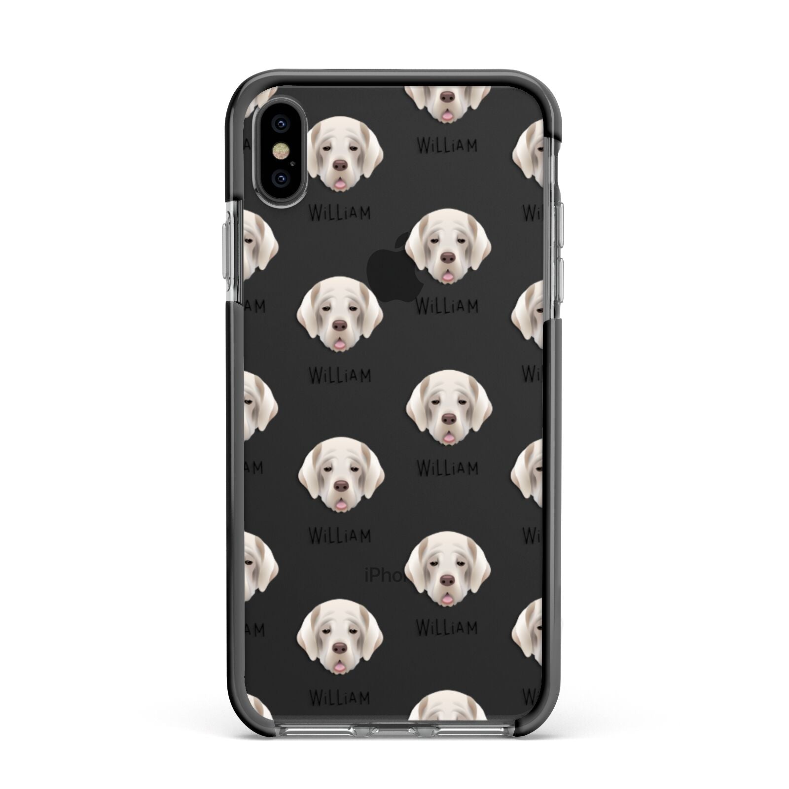Cirneco Dell Etna Icon with Name Apple iPhone Xs Max Impact Case Black Edge on Black Phone