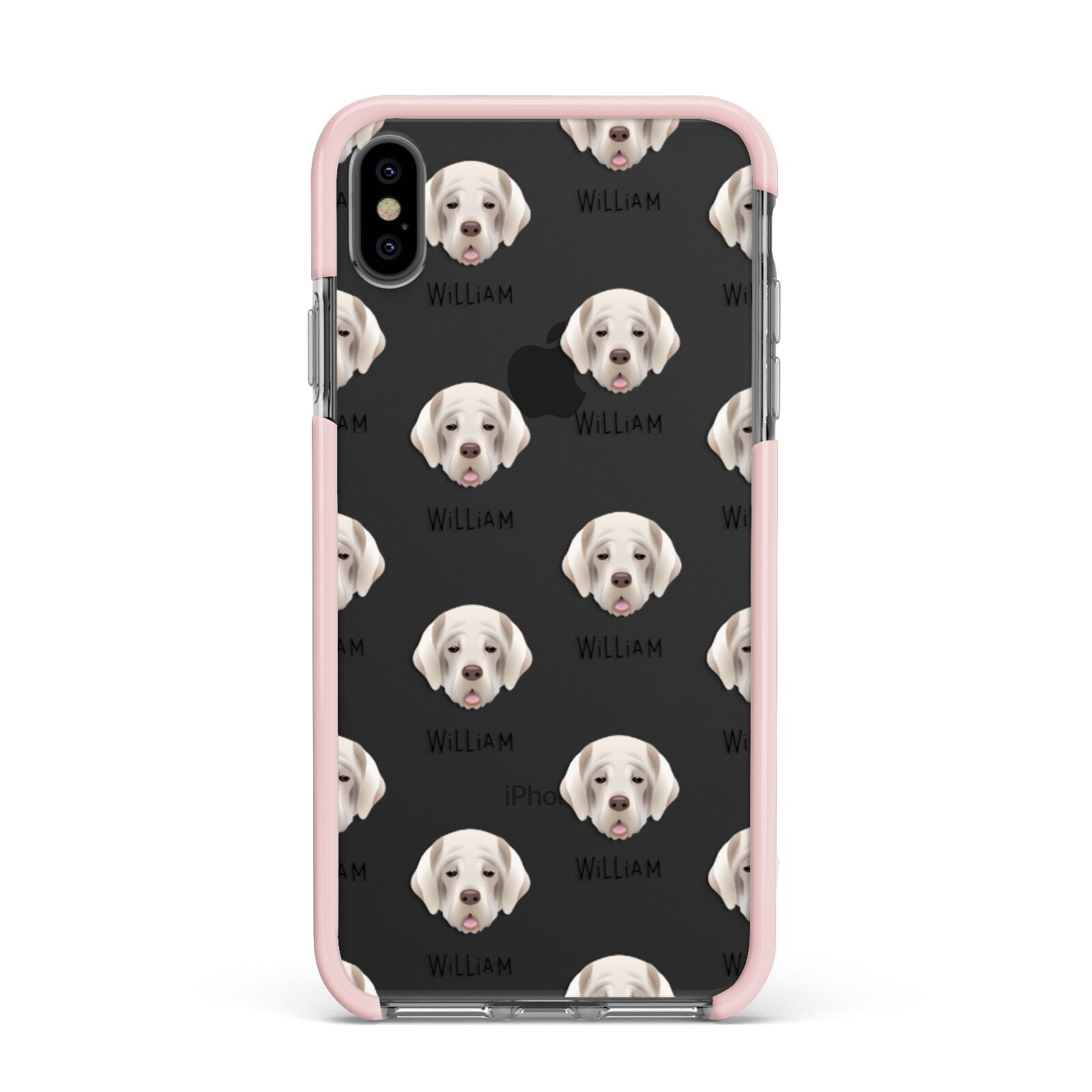 Cirneco Dell Etna Icon with Name Apple iPhone Xs Max Impact Case Pink Edge on Black Phone