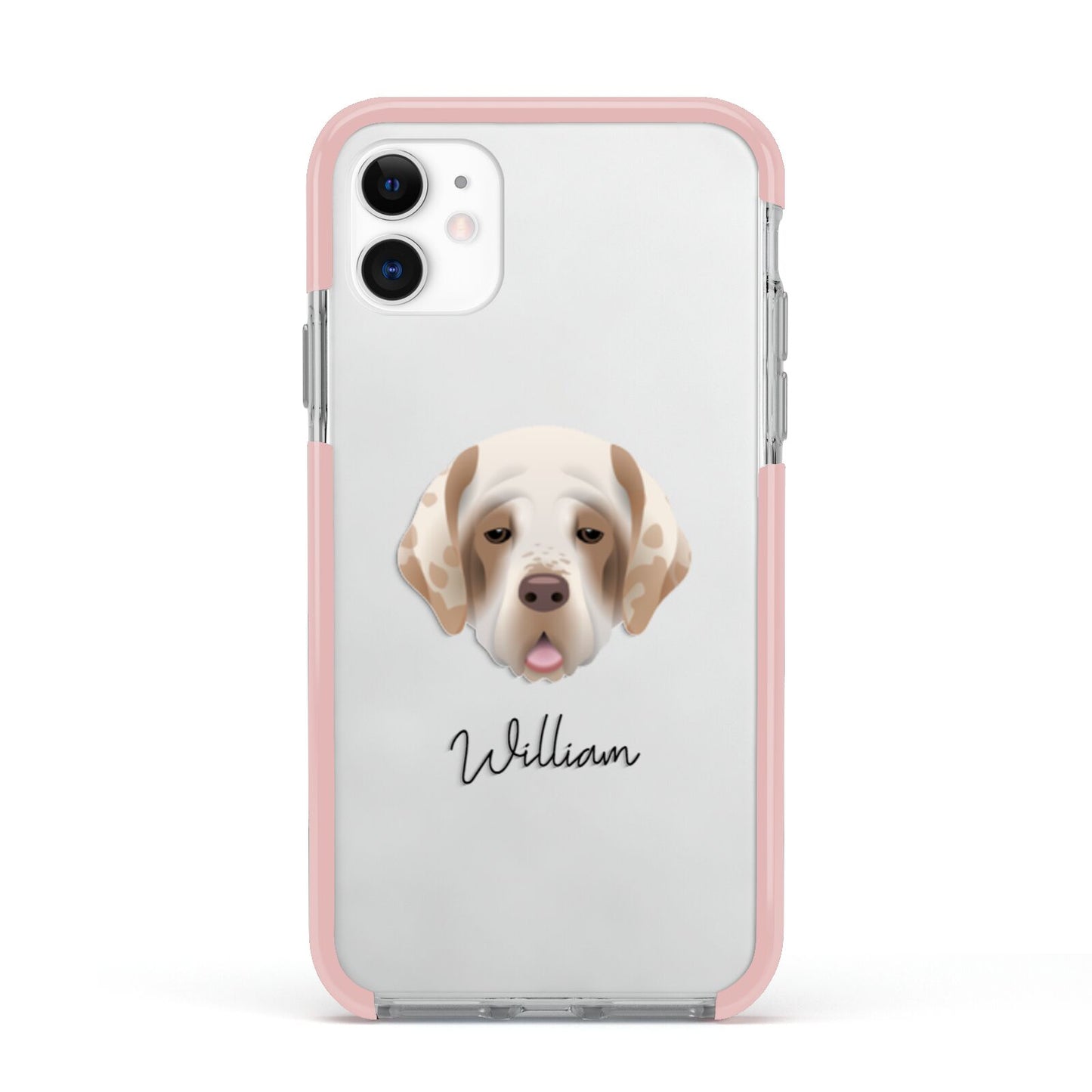 Cirneco Dell Etna Personalised Apple iPhone 11 in White with Pink Impact Case