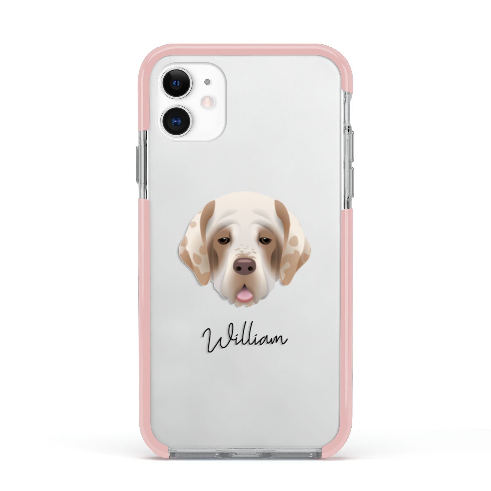 Cirneco Dell Etna Personalised Apple iPhone 11 in White with Pink Impact Case