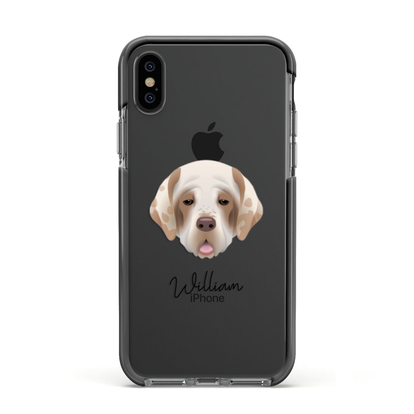 Cirneco Dell Etna Personalised Apple iPhone Xs Impact Case Black Edge on Black Phone