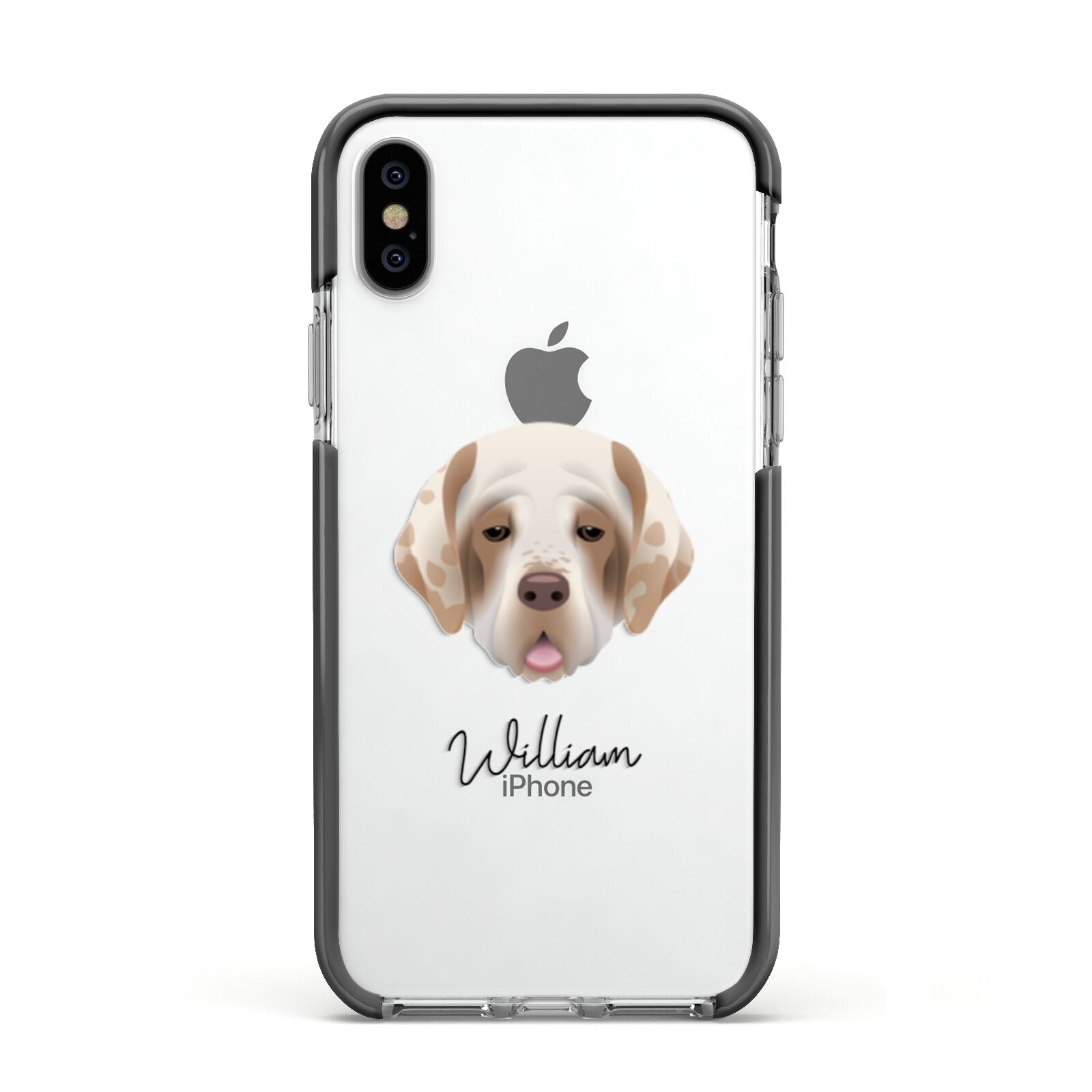Cirneco Dell Etna Personalised Apple iPhone Xs Impact Case Black Edge on Silver Phone