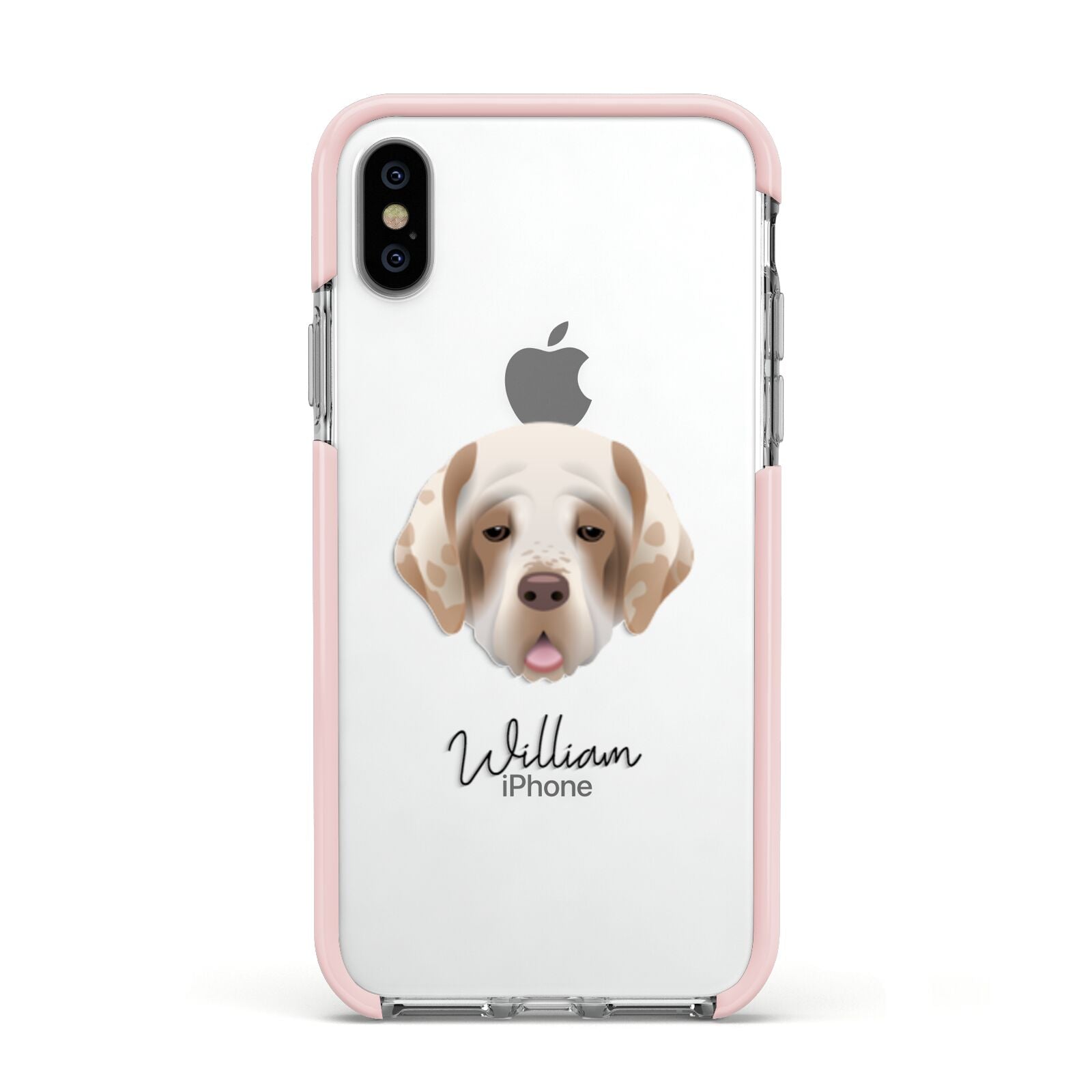 Cirneco Dell Etna Personalised Apple iPhone Xs Impact Case Pink Edge on Silver Phone
