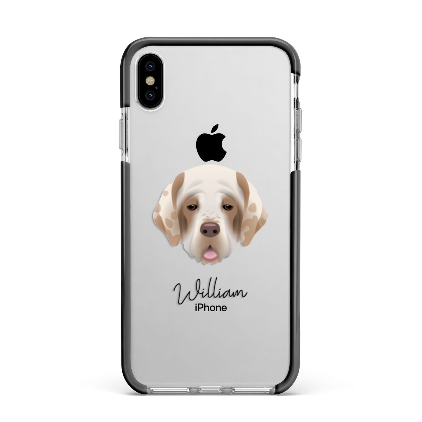 Cirneco Dell Etna Personalised Apple iPhone Xs Max Impact Case Black Edge on Silver Phone