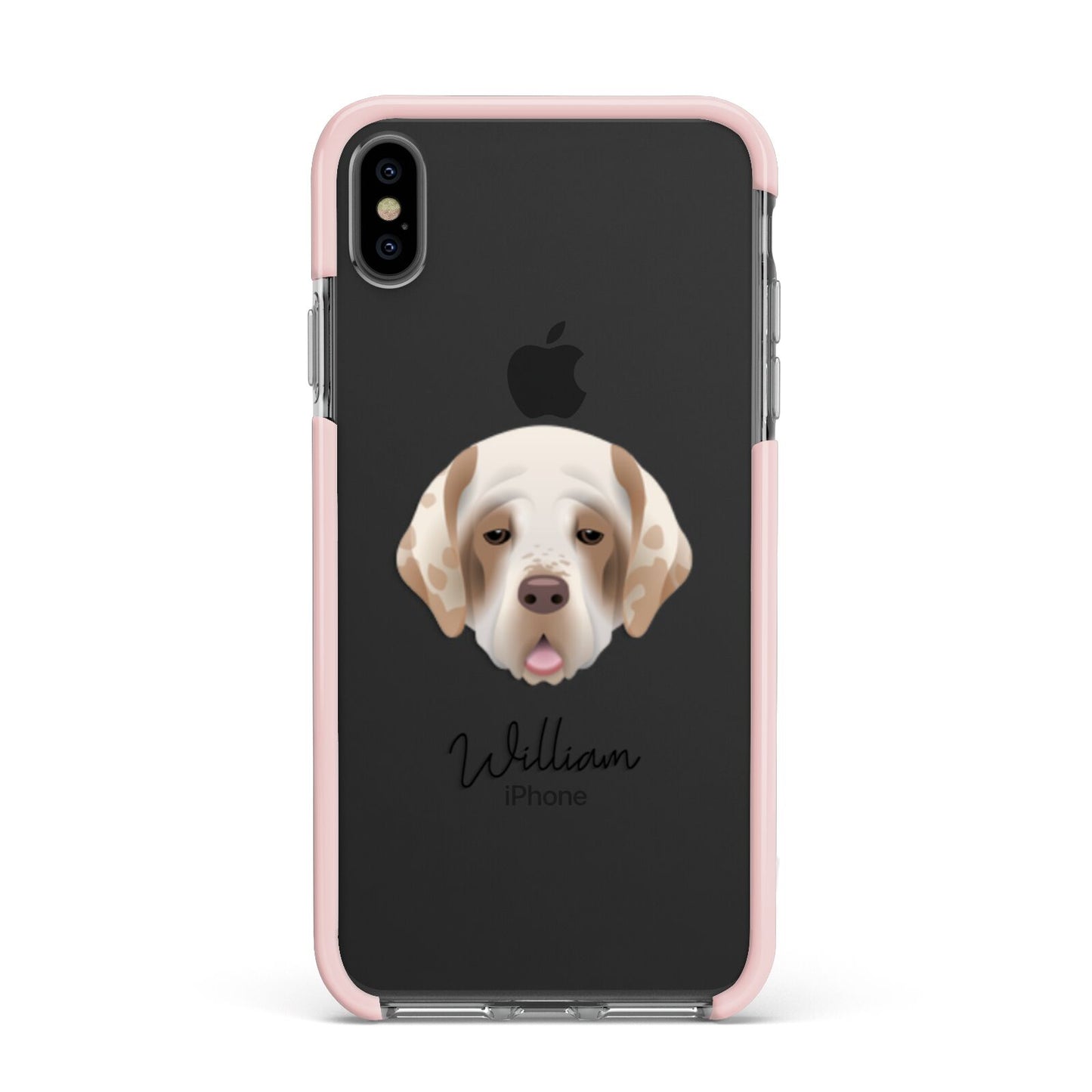 Cirneco Dell Etna Personalised Apple iPhone Xs Max Impact Case Pink Edge on Black Phone