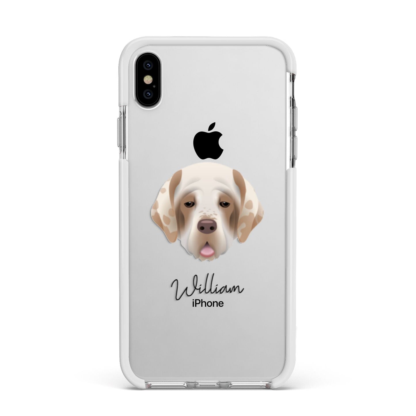 Cirneco Dell Etna Personalised Apple iPhone Xs Max Impact Case White Edge on Silver Phone