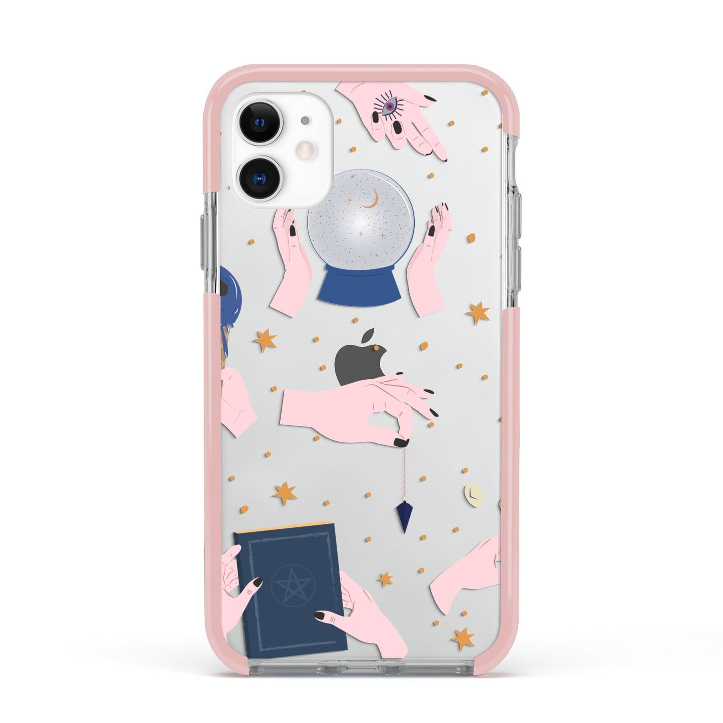 Clairvoyant Witches Hands Apple iPhone 11 in White with Pink Impact Case