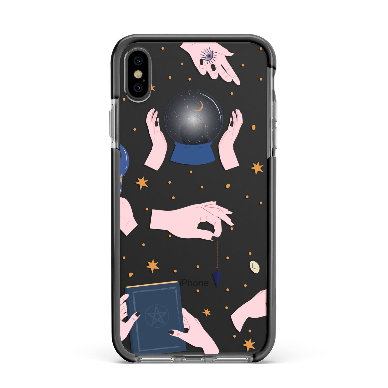 Clairvoyant Witches Hands Apple iPhone Xs Max Impact Case Black Edge on Black Phone