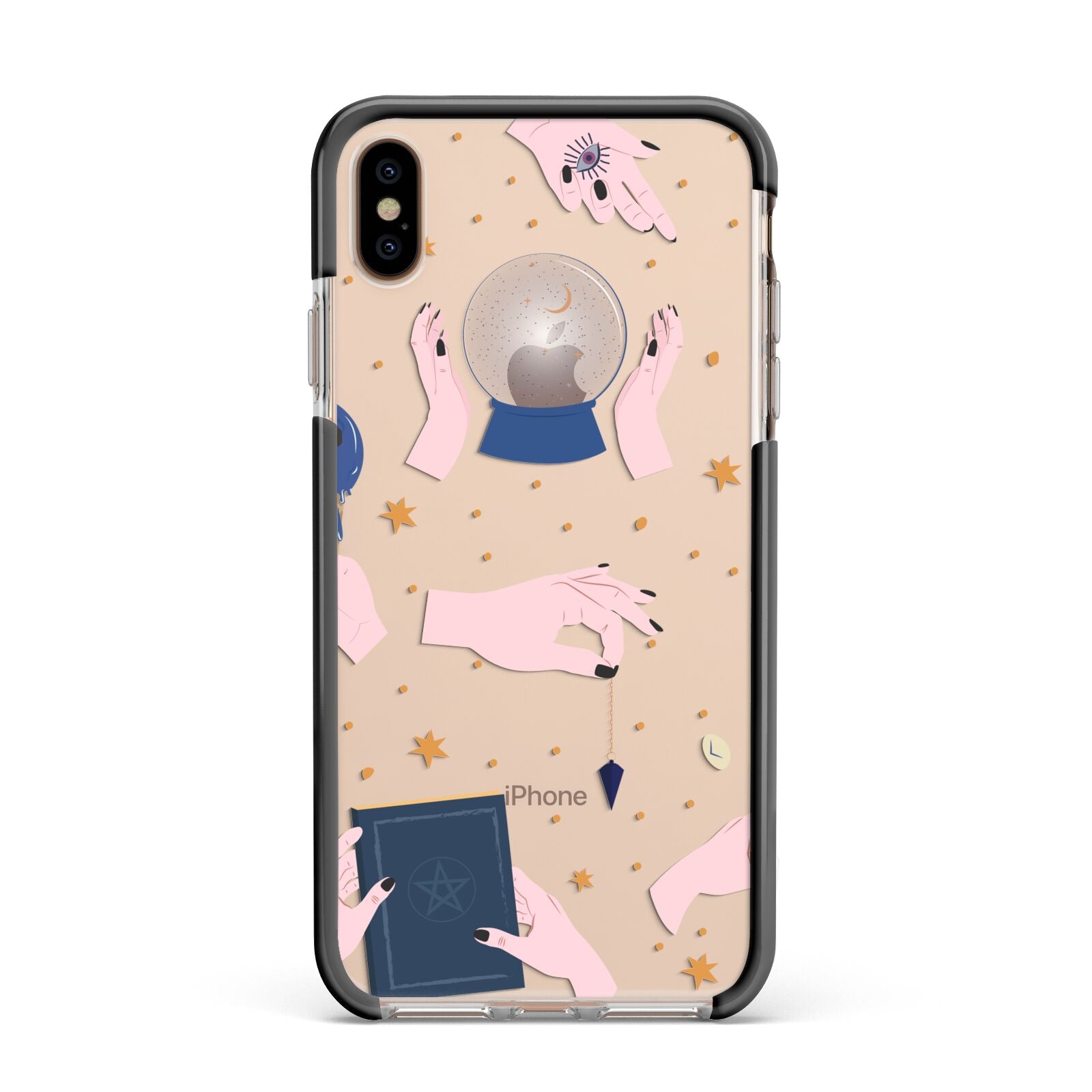 Clairvoyant Witches Hands Apple iPhone Xs Max Impact Case Black Edge on Gold Phone