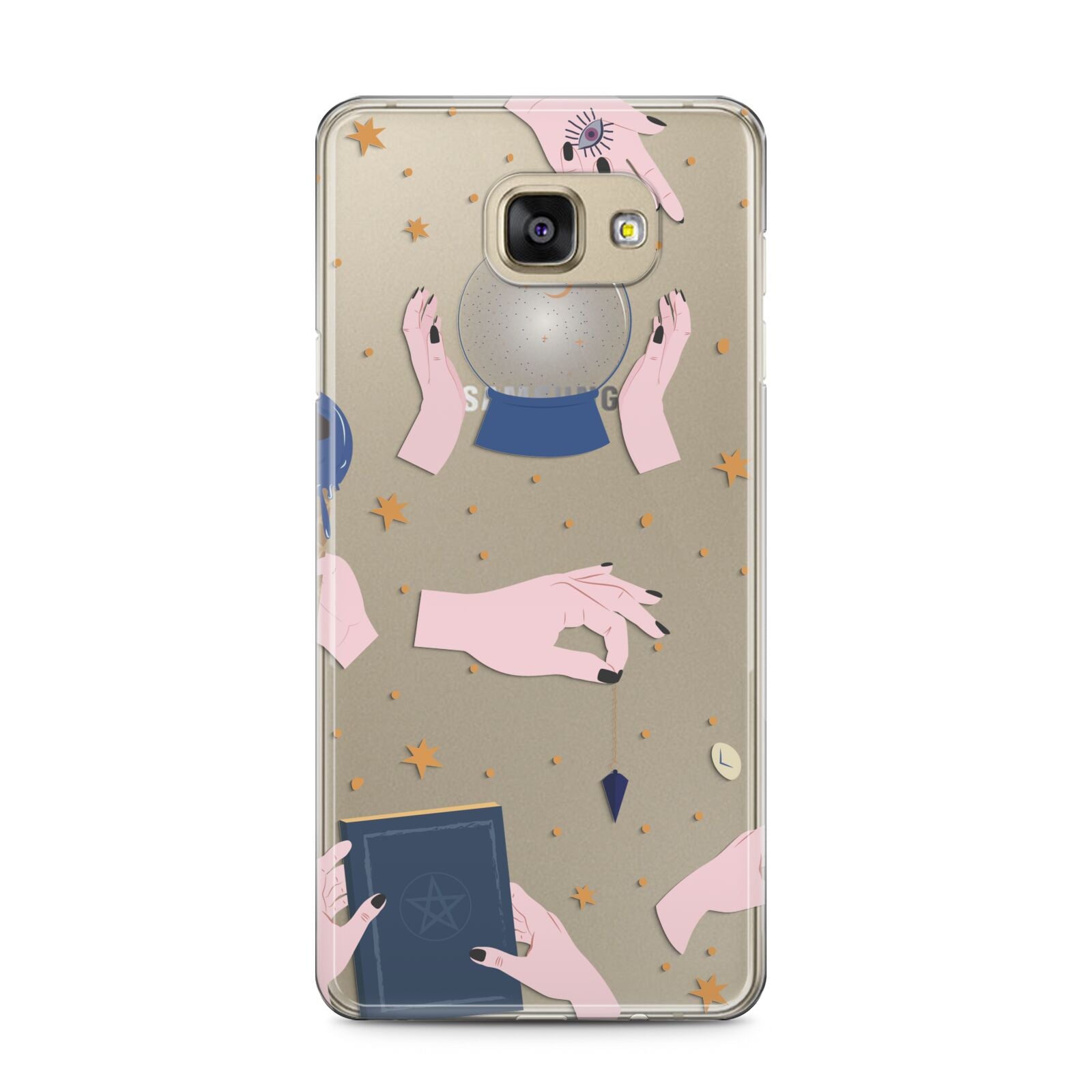 Clairvoyant Witches Hands Samsung Galaxy A5 2016 Case on gold phone