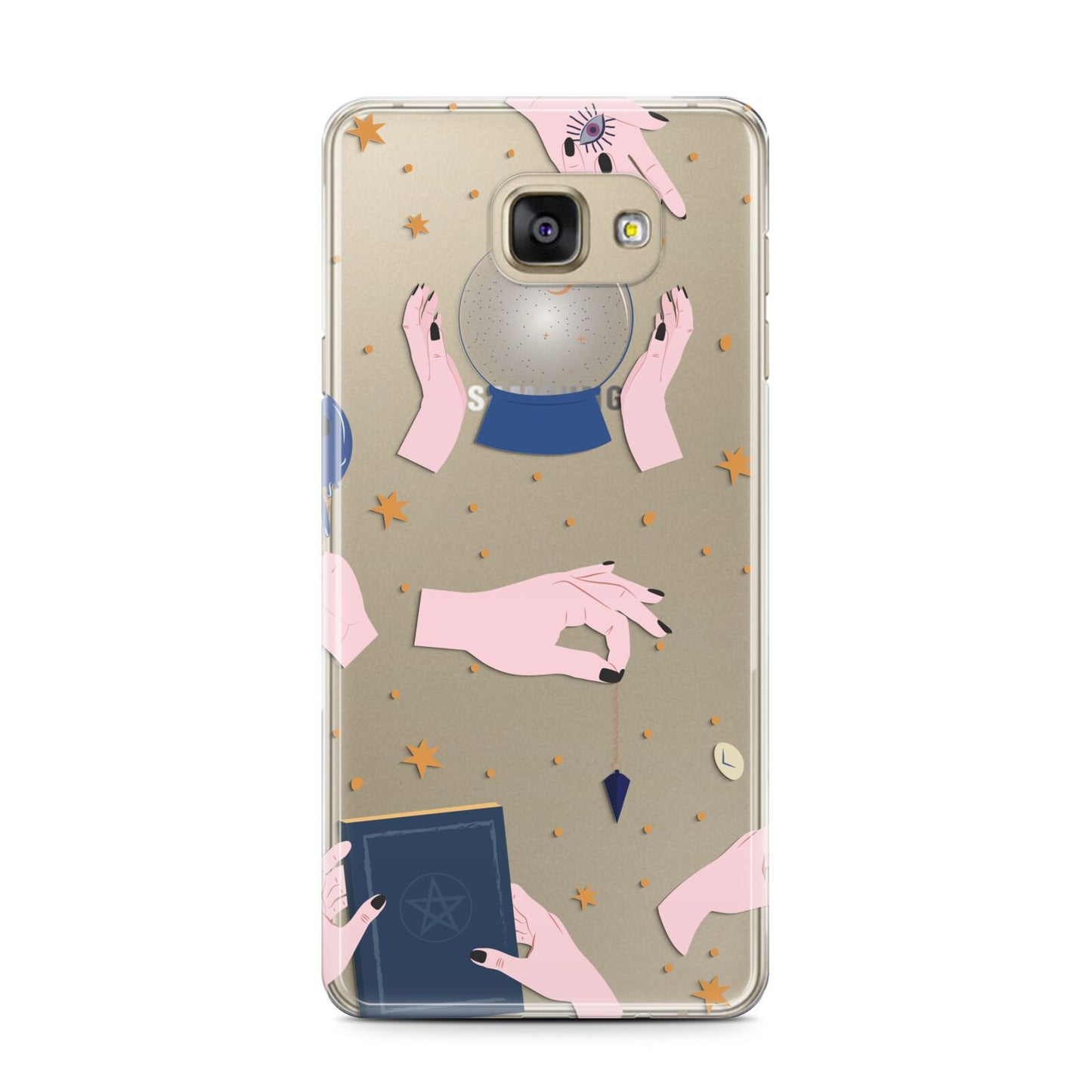 Clairvoyant Witches Hands Samsung Galaxy A7 2016 Case on gold phone