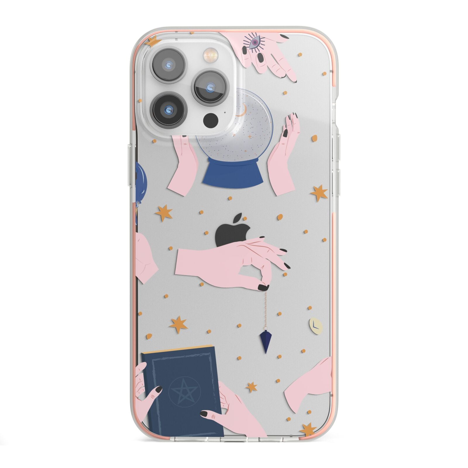 Clairvoyant Witches Hands iPhone 13 Pro Max TPU Impact Case with Pink Edges