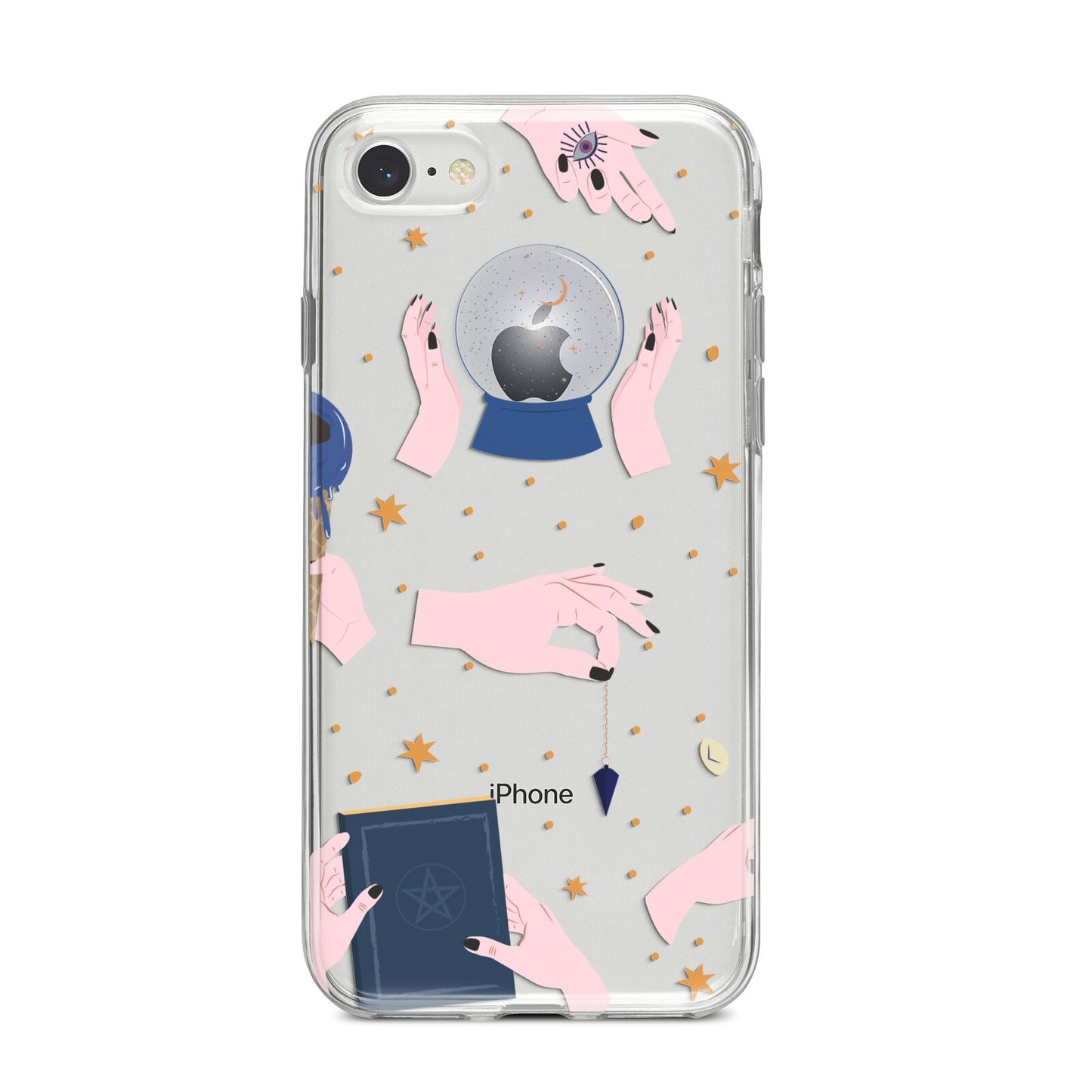 Clairvoyant Witches Hands iPhone 8 Bumper Case on Silver iPhone