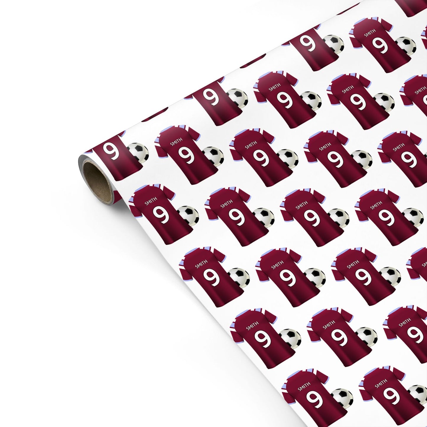 Claret and Blue Football Shirt Personalised Personalised Gift Wrap