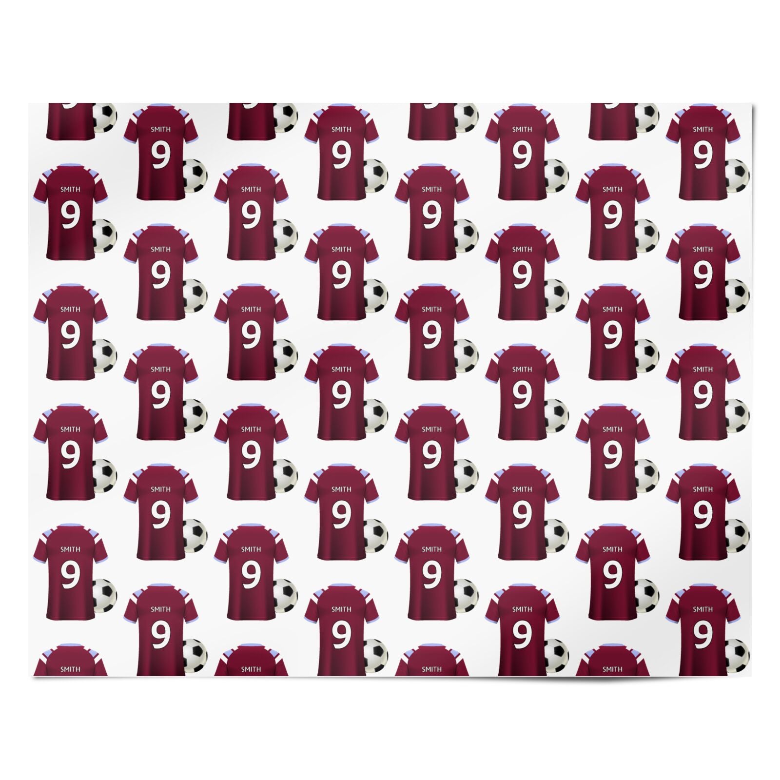 Claret and Blue Football Shirt Personalised Personalised Wrapping Paper Alternative