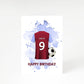 Claret and Blue Personalised Football Shirt A5 Greetings Card