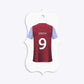 Claret and Blue Personalised Football Shirt Bracket Glitter Gift Tag