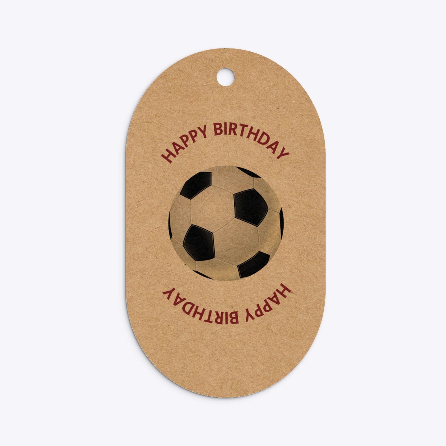 Claret and Blue Personalised Football Shirt Flat Edge Kraft Oval Gift Tag Back