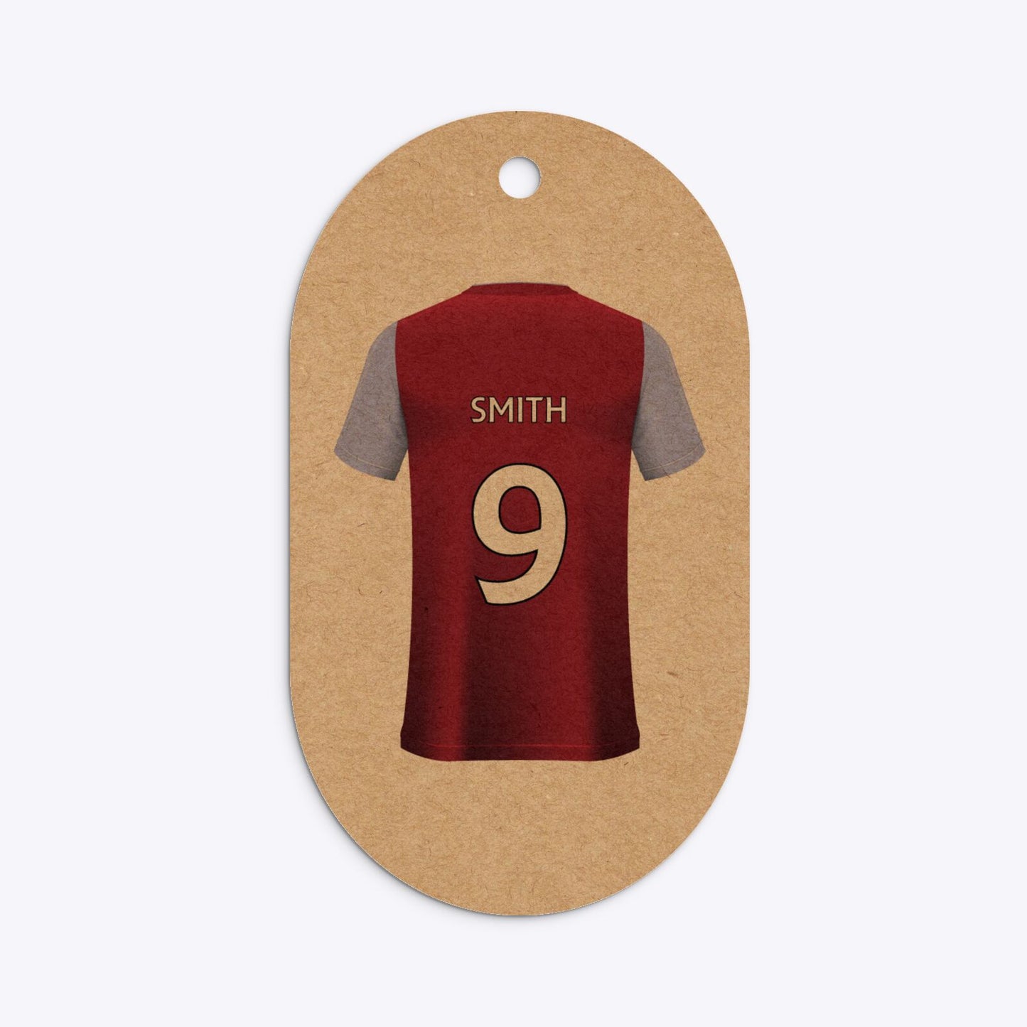 Claret and Blue Personalised Football Shirt Flat Edge Kraft Oval Gift Tag