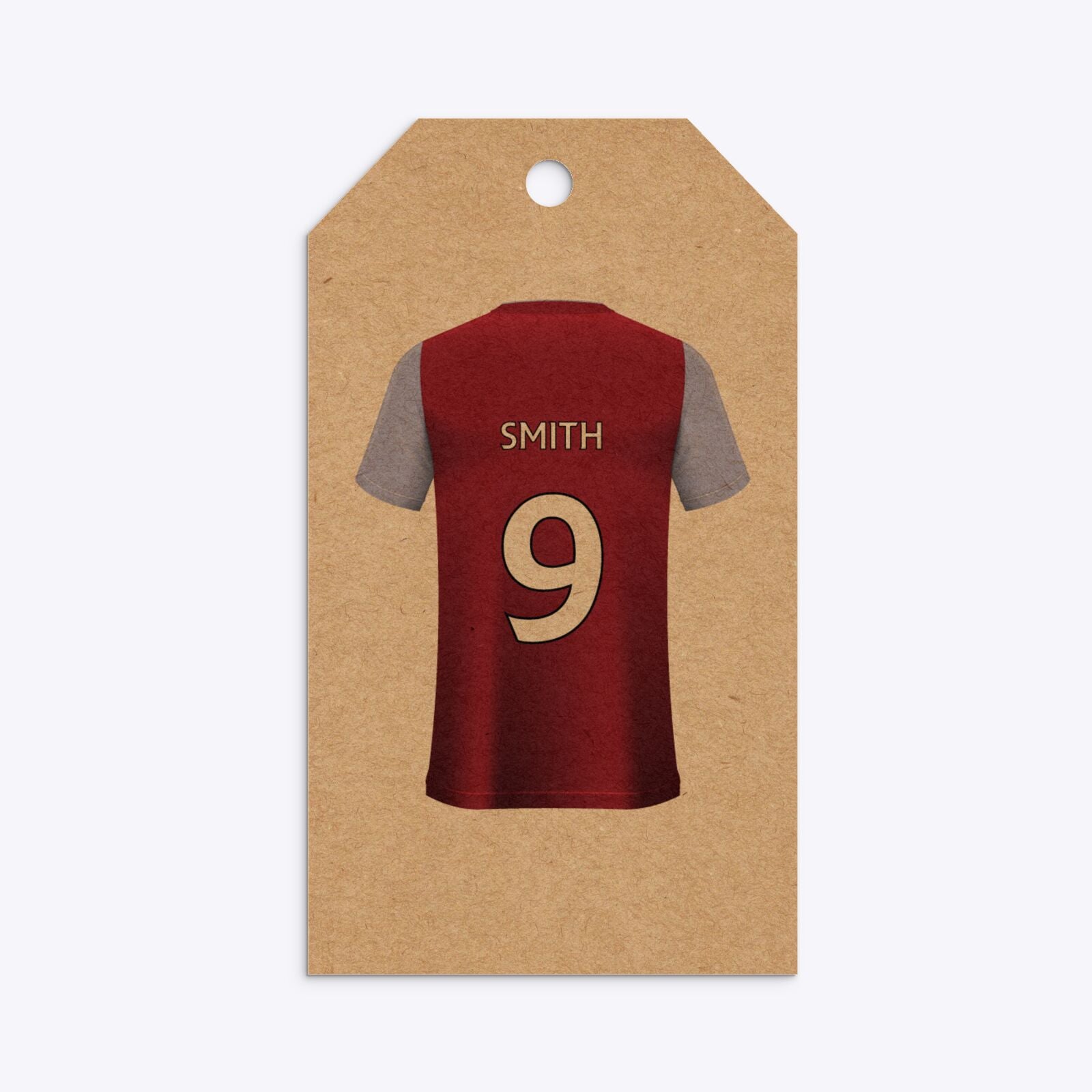Claret and Blue Personalised Football Shirt Gift Tag Kraft
