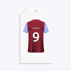 Claret and Blue Personalised Football Shirt Gift Tags