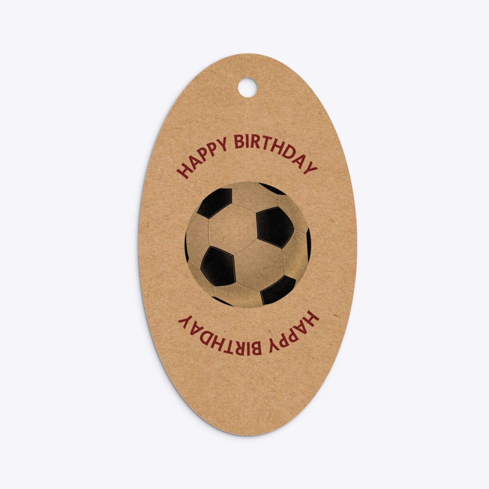 Claret and Blue Personalised Football Shirt Oval Kraft Gift Tag Back
