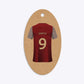 Claret and Blue Personalised Football Shirt Oval Kraft Gift Tag