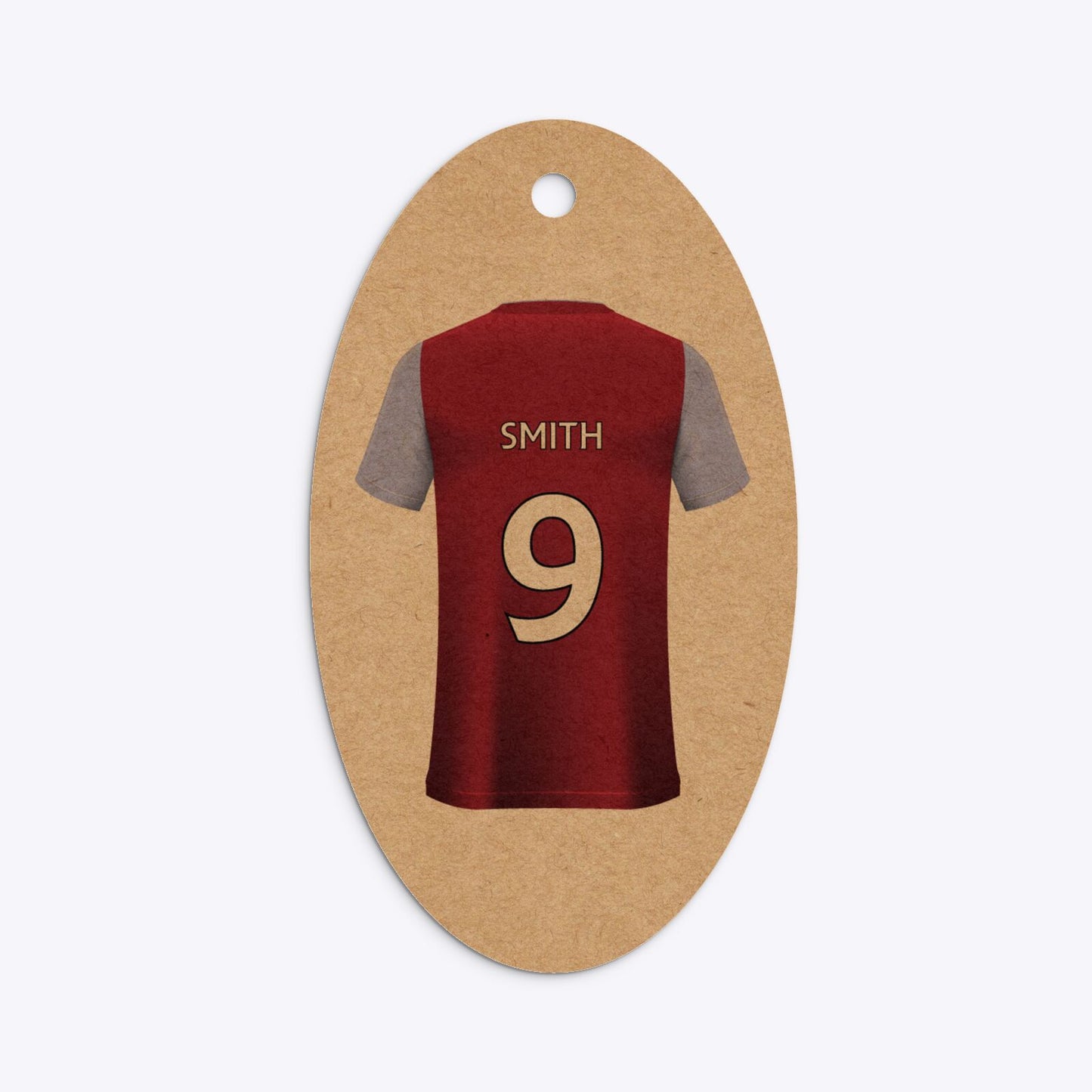 Claret and Blue Personalised Football Shirt Oval Kraft Gift Tag