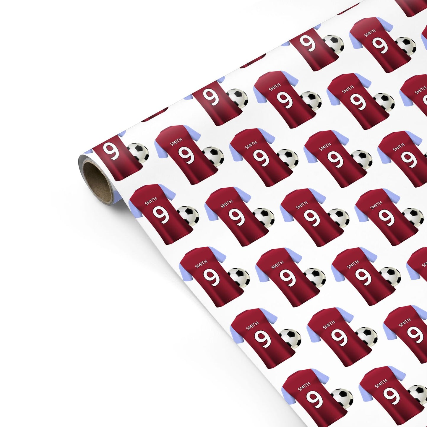 Claret and Blue Personalised Football Shirt Personalised Gift Wrap