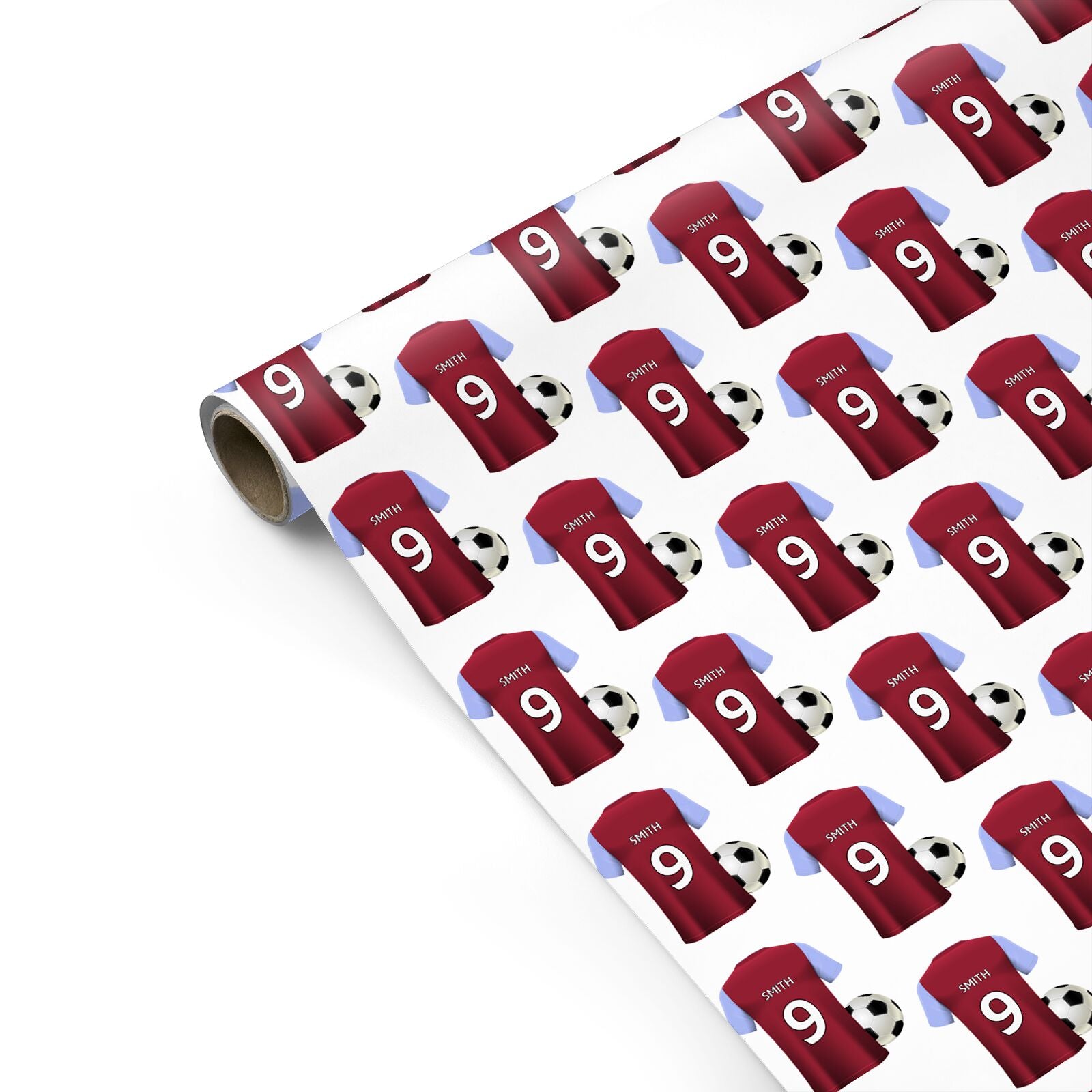 Claret and Blue Personalised Football Shirt Personalised Gift Wrap