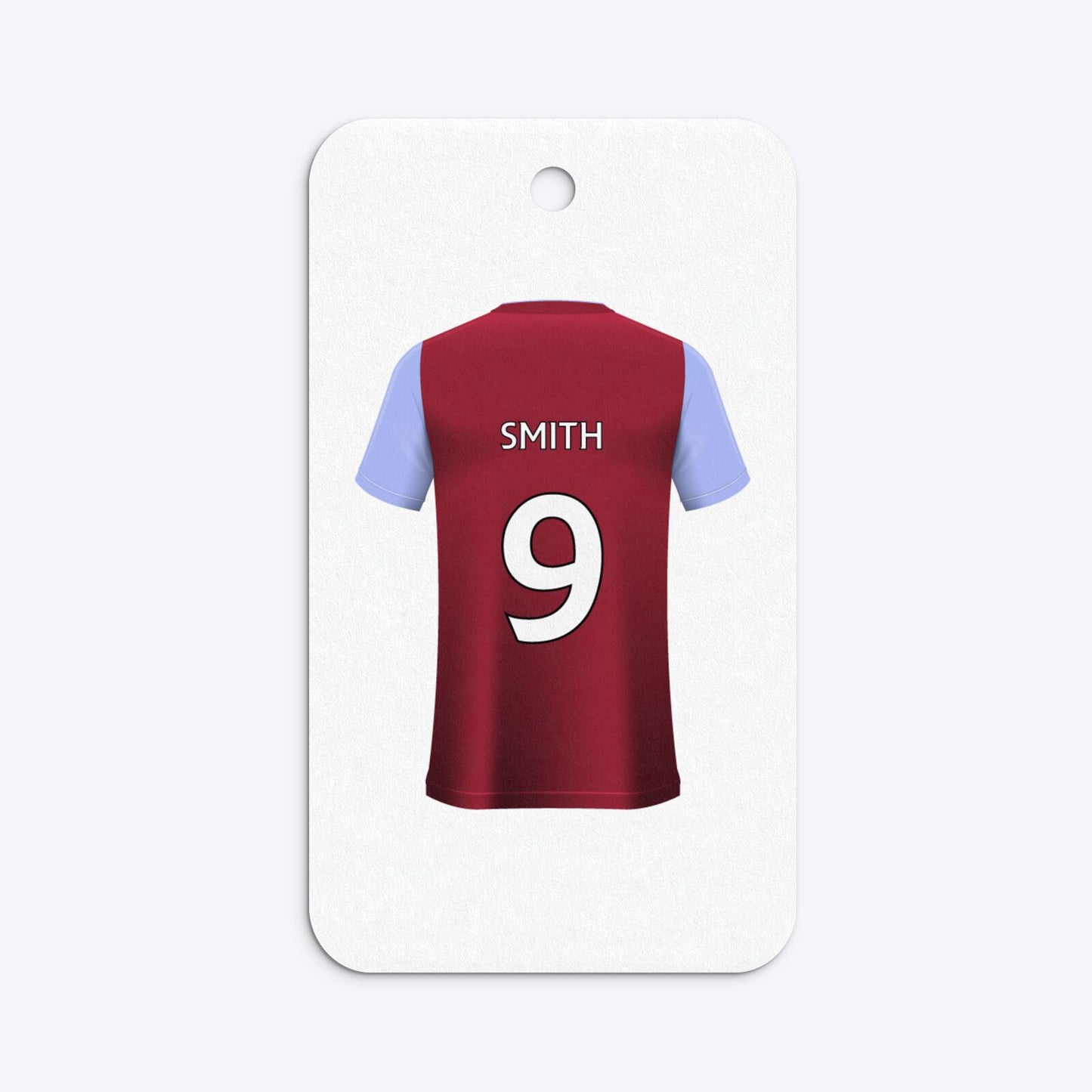 Claret and Blue Personalised Football Shirt Rounded Rectangle Gift Tag