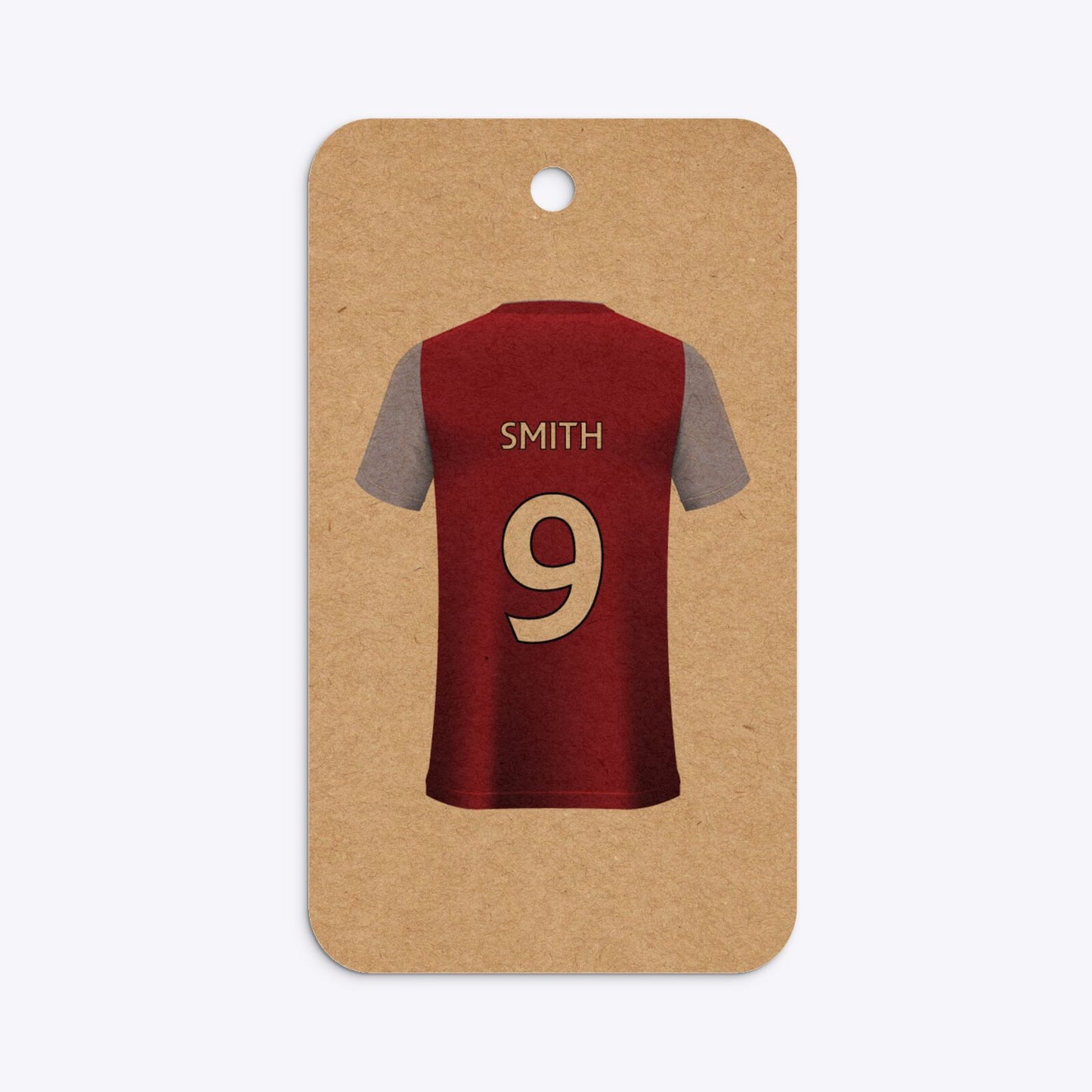 Claret and Blue Personalised Football Shirt Rounded Rectangle Kraft Gift Tag