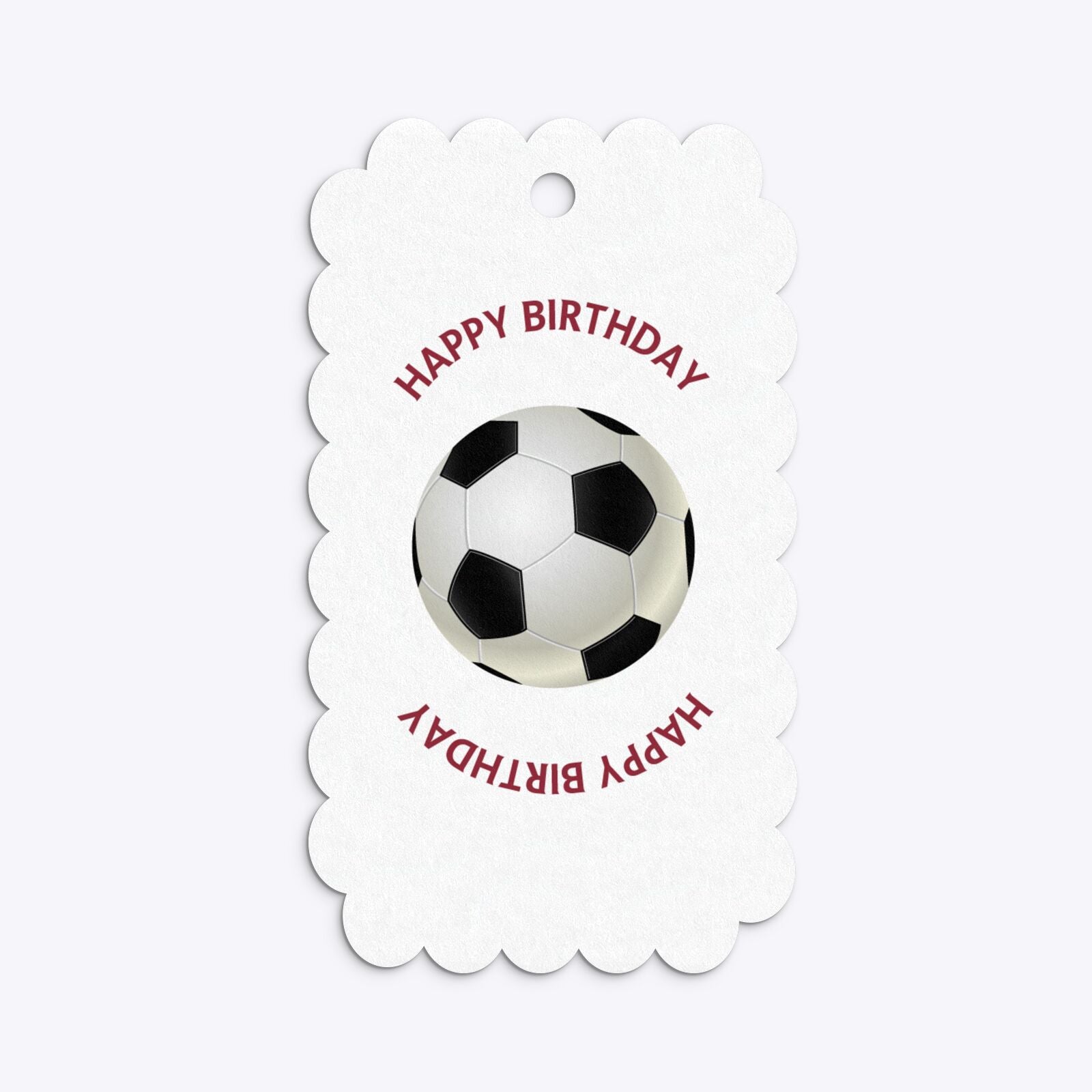 Claret and Blue Personalised Football Shirt Scalloped Gift Tag Back