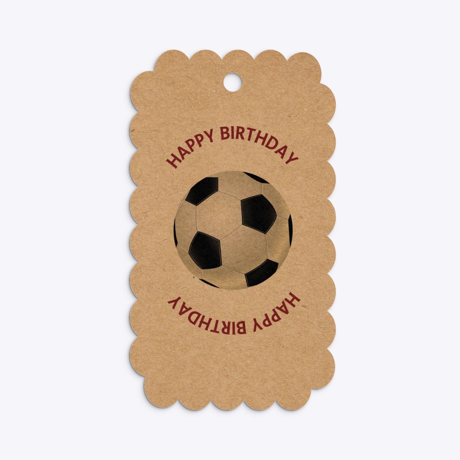 Claret and Blue Personalised Football Shirt Scalloped Kraft Gift Tag Back