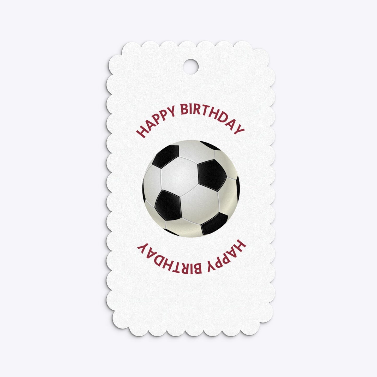 Claret and Blue Personalised Football Shirt Small Scalloped Gift Tag Back
