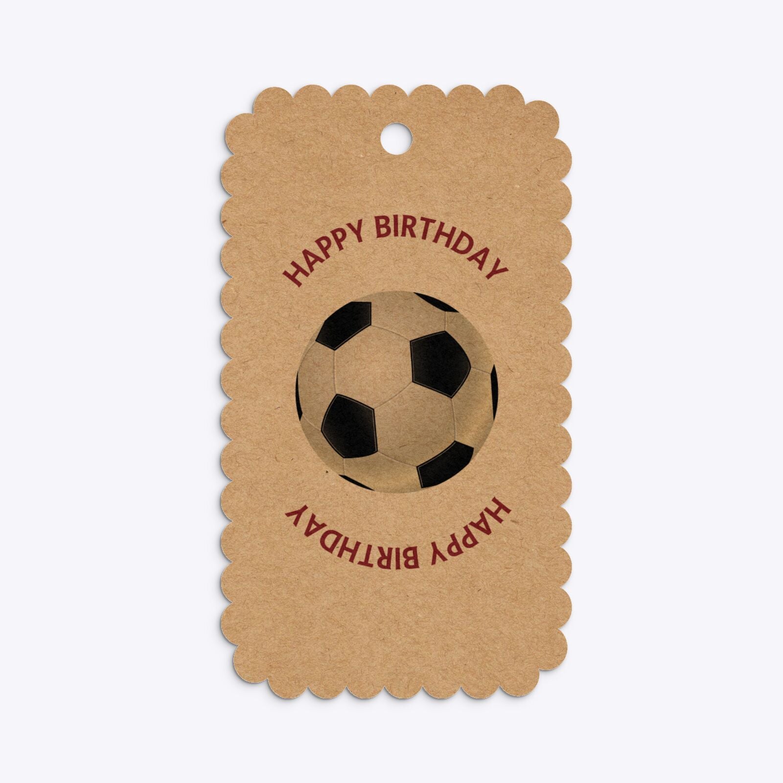 Claret and Blue Personalised Football Shirt Small Scalloped Kraft Gift Tag Back