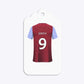 Claret and Blue Personalised Football Shirt Three Tier Glitter Rectangle Gift Tag
