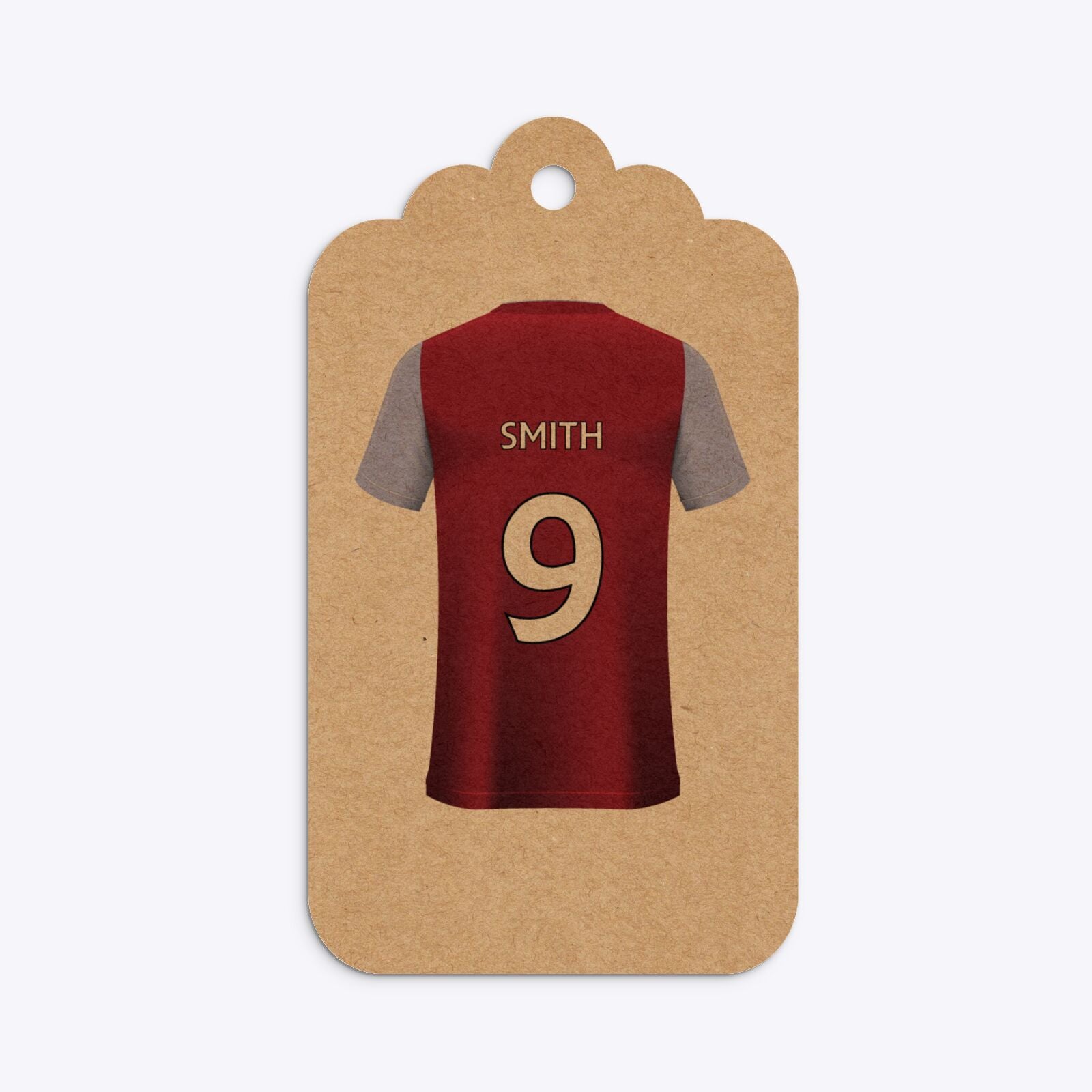 Claret and Blue Personalised Football Shirt Three Tier Kraft Rectangle Gift Tag