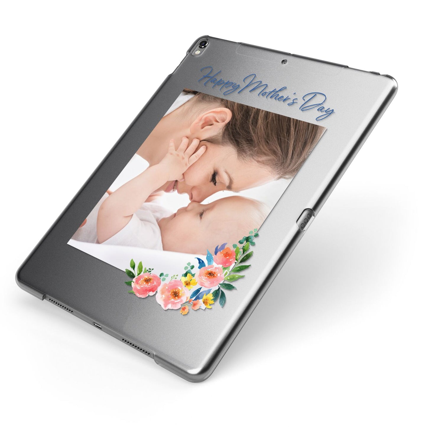 Classic Mothers Day Apple iPad Case on Grey iPad Side View