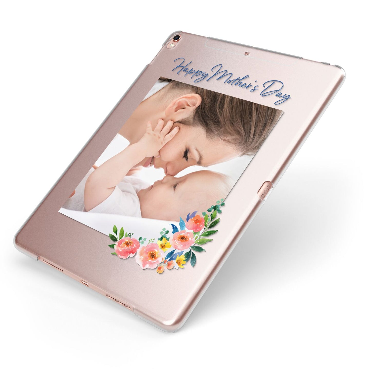Classic Mothers Day Apple iPad Case on Rose Gold iPad Side View