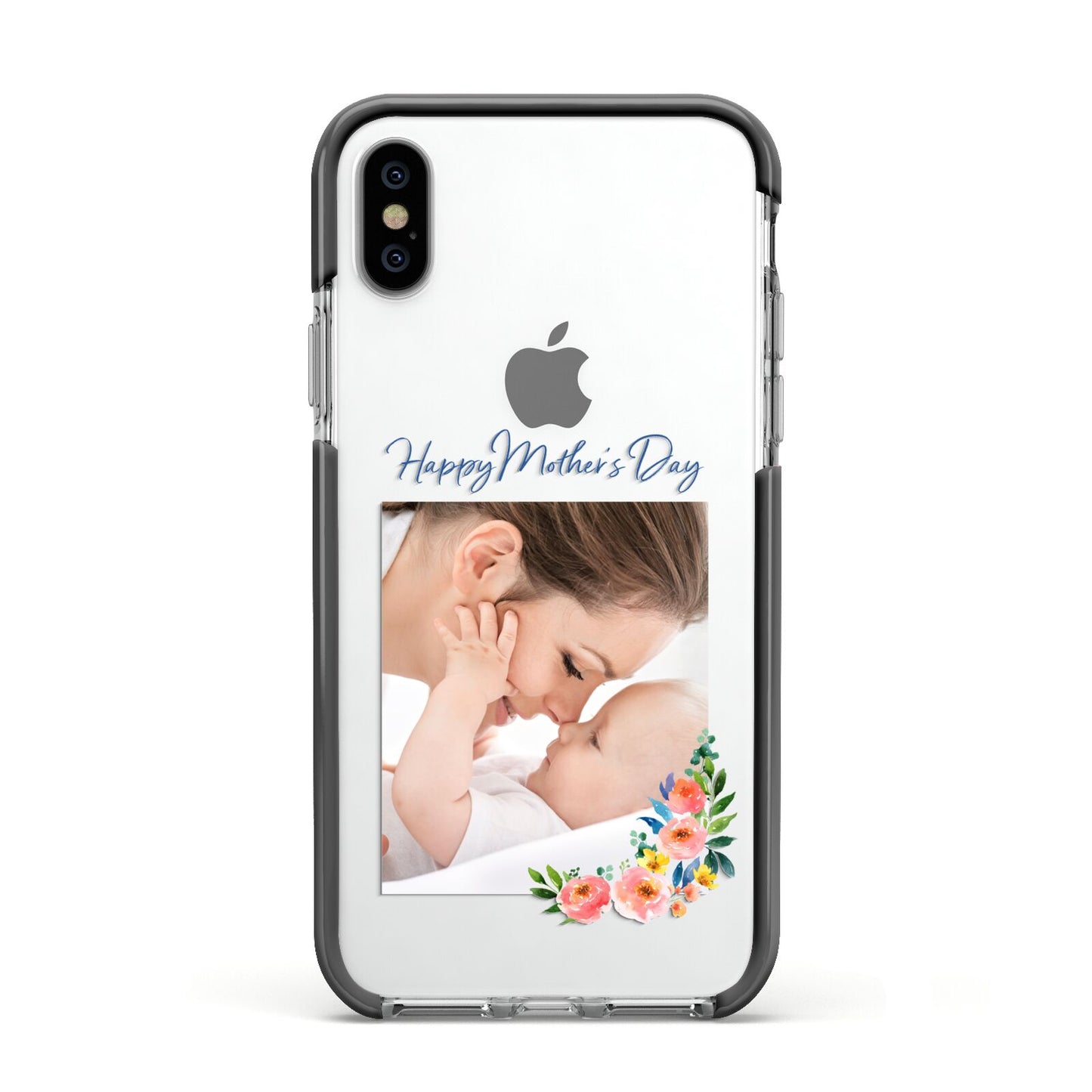 Classic Mothers Day Apple iPhone Xs Impact Case Black Edge on Silver Phone